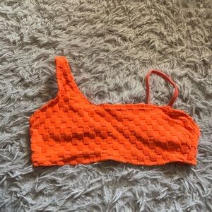 No Boundaries Bright Orange Textured swim suit top